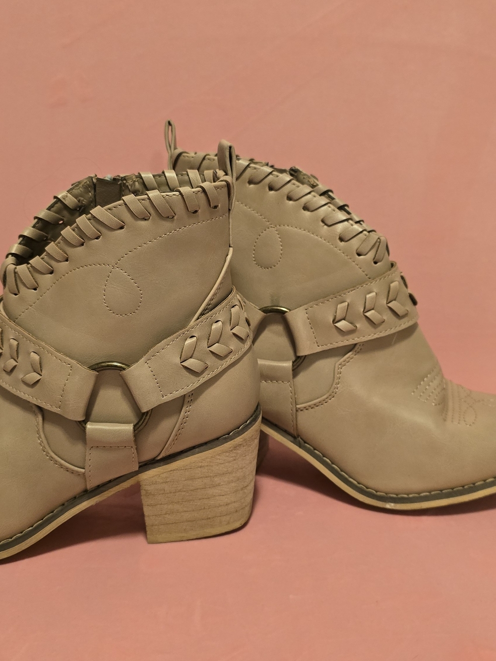 Altar'd State Tan Braided Western Ankle Boots